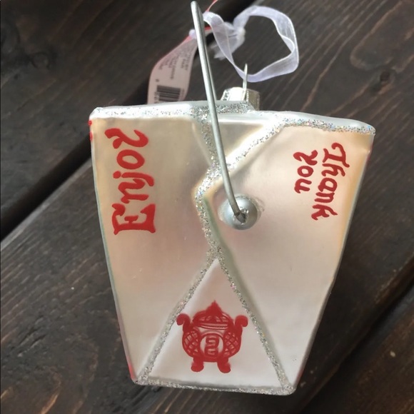 Glass Chinese Take Out Box Food Christmas Tree Decor Hanging Ornament - Picture 2 of 5